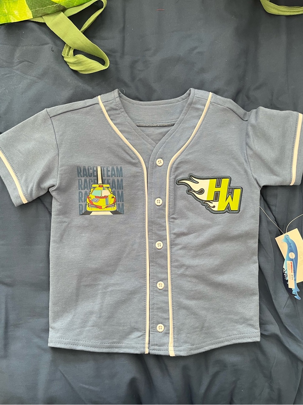 HW Grey Racing Button-Front Kids Shirt
